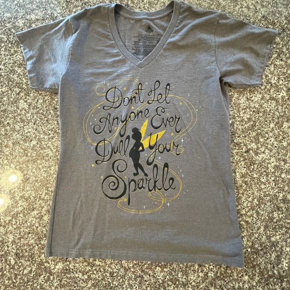 Disney Women’s Tinkerbell Tee Shirt  size Large  Heathered Gray - Picture 1 of 6